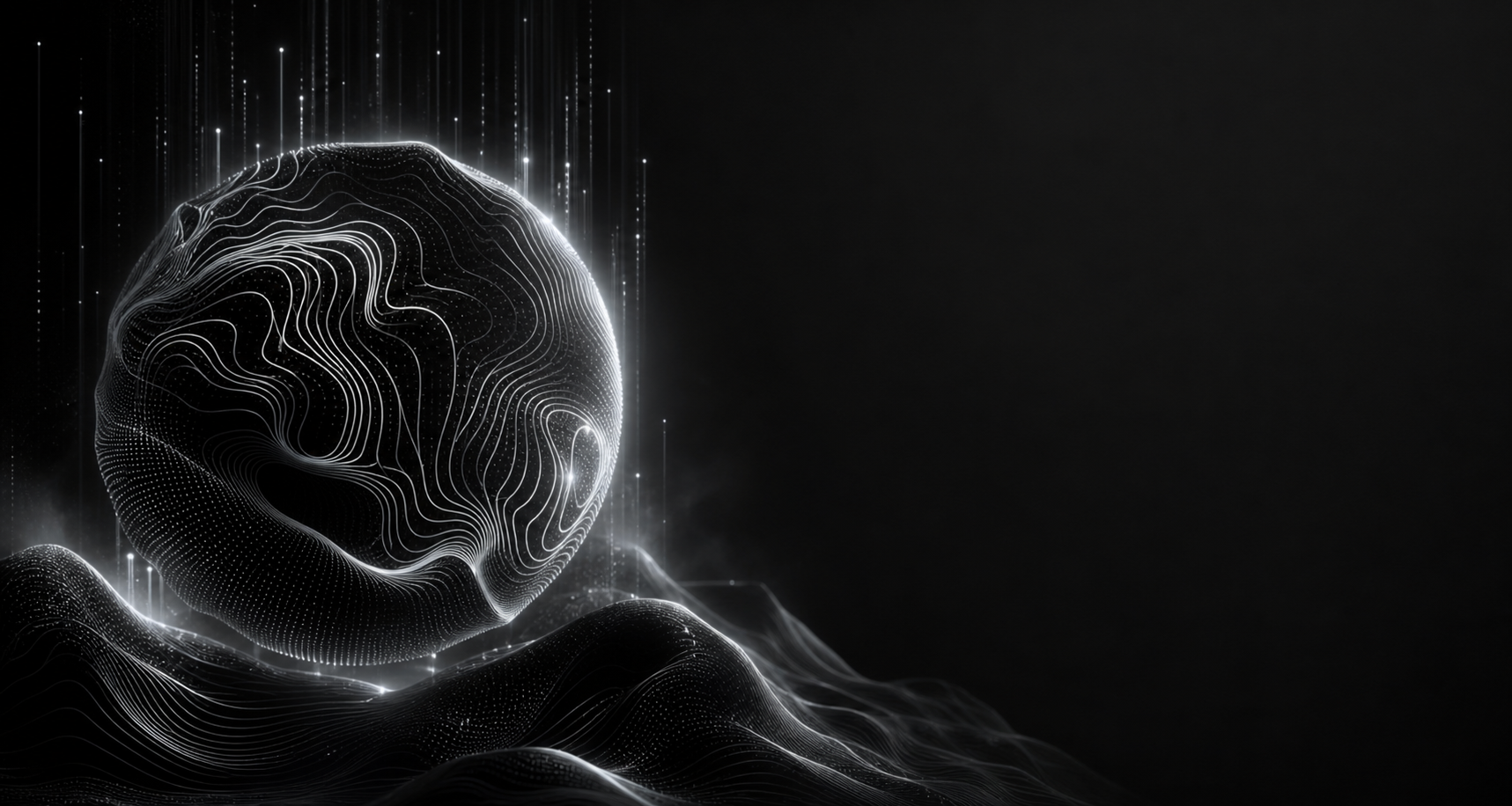 Abstract luminous AI sculpture representing private inference and intelligent systems